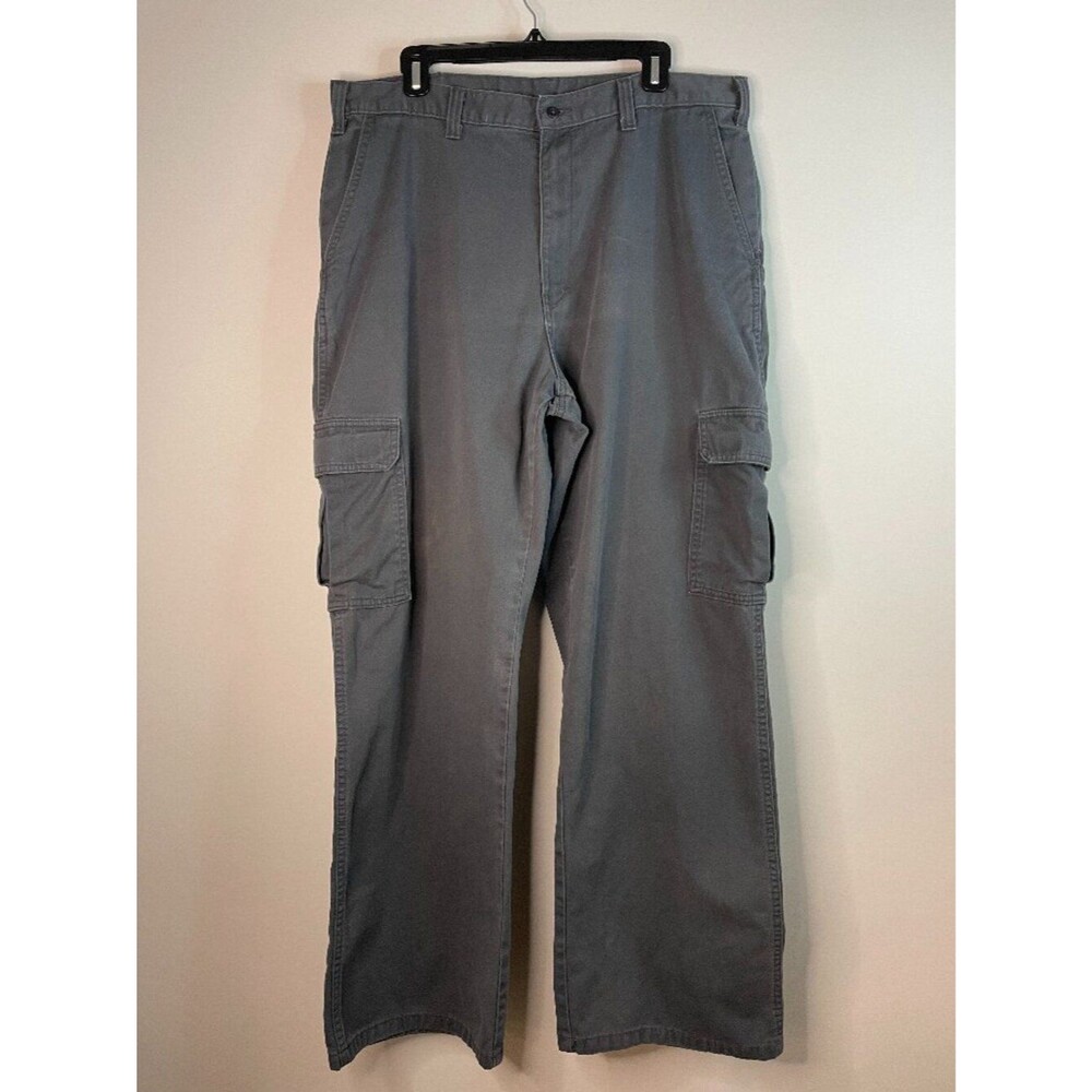 Dickies Men's Charcoal Gray Cargo Pants 36 x 32 100% Cotton Work Pants